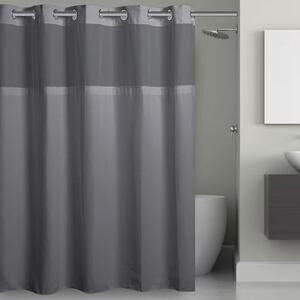 Hookless Waffle 71 in. W x 74 in. L Polyester Shower Curtain in Frost Grey | NEW
